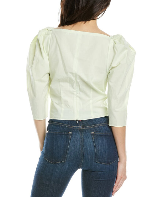Vince Draped Square Neck Top Green US 0 3