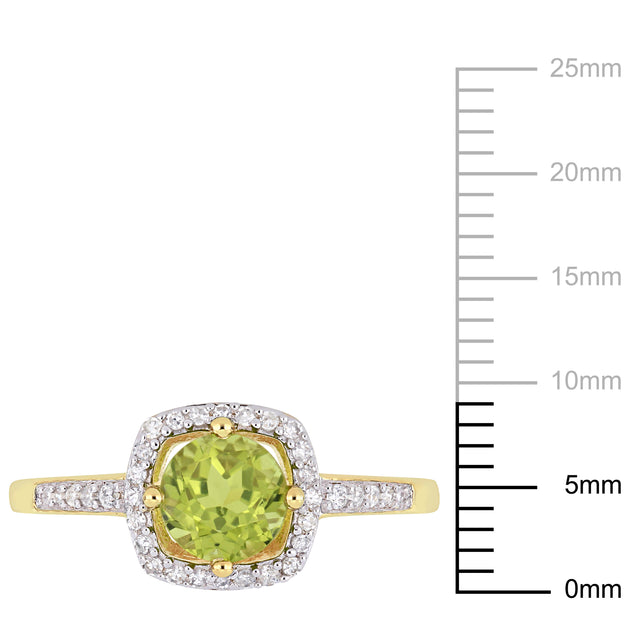 Mimi & Max Peridot Diamond Halo Ring Green US 6 4