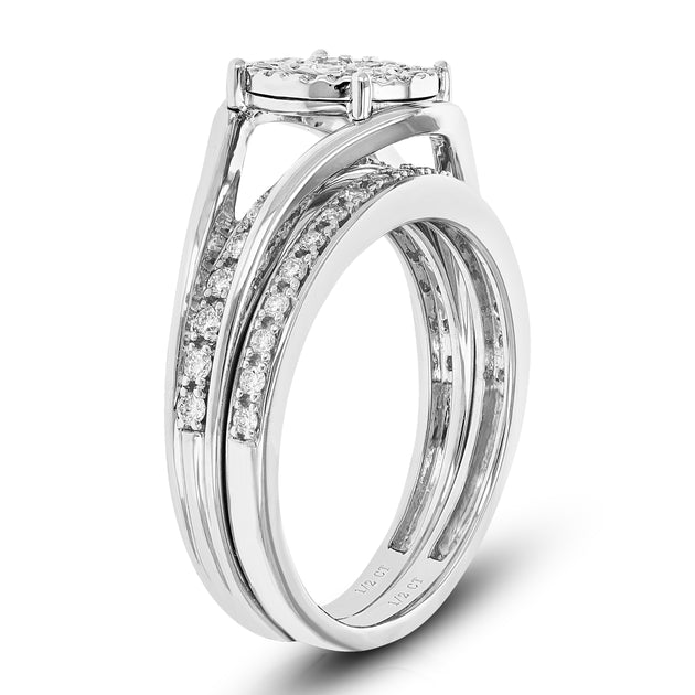 Vir Jewels Lab Grown Diamond Bridal Set Silver US 6 3