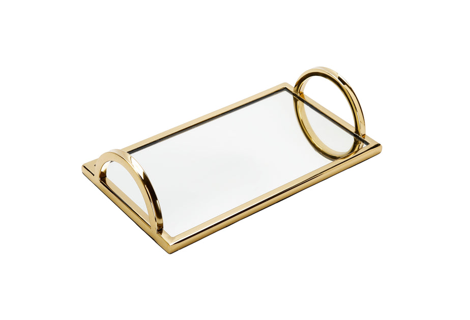 Classic Touch Decor Rectangular Mirror Tray Gold 12in 4