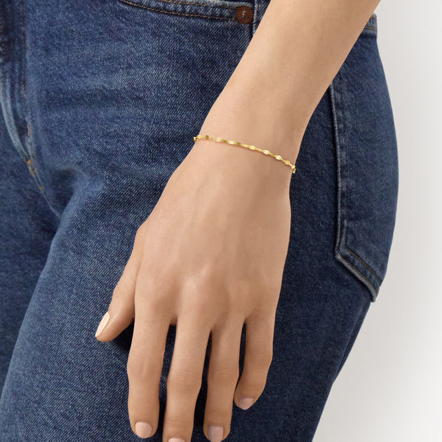 Ross-Simons Lumachina Chain Bracelet 14kt Yellow Gold White 3