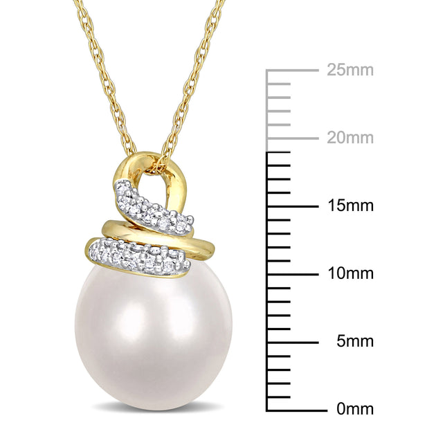 Mimi & Max South Sea Cultured Pearl Diamond Wrap Pendant Silver 4