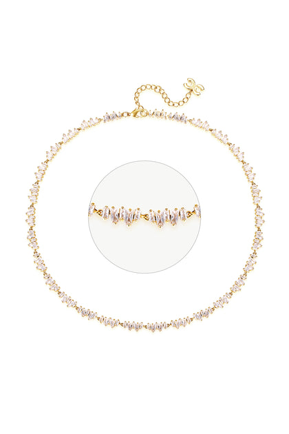 Classicharms T Shape Zirconia Necklace Gold 2