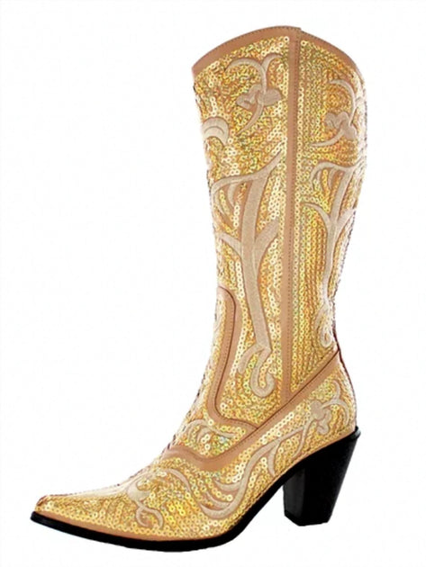 Helen's Heart Tall Sequin Boots Gold US 11 2