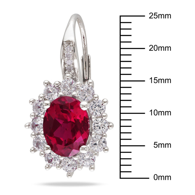 Mimi & Max 8ct TGW Created Ruby and White Sapphire Leverback Earrings Red 4