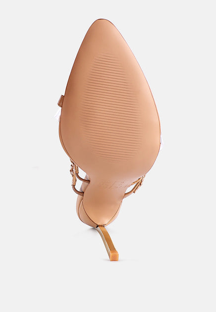 London Rag Tickle Me Toe Ring Stiletto Sandals Beige US 6 3