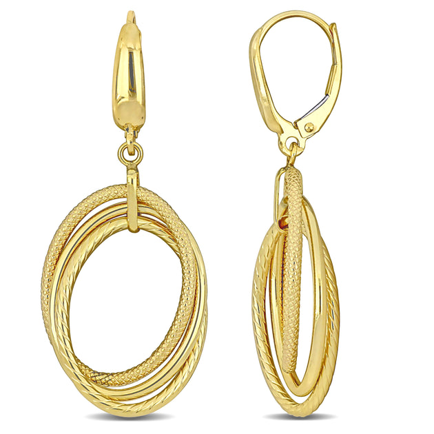 Mimi & Max Triple Oval Hanging Earrings Yellow Gold 2