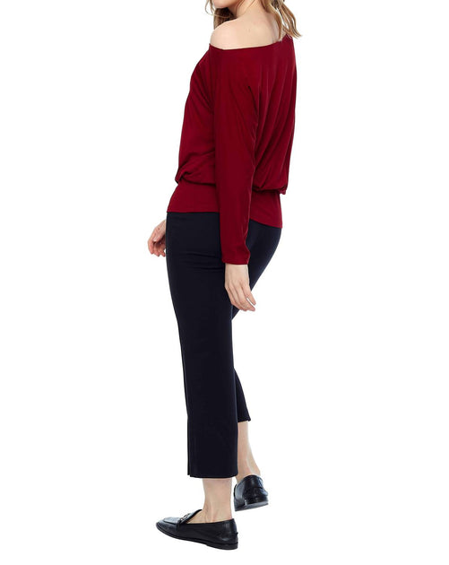 up Bamboo Knit Off-The-Shoulder Top Red XSmall 4