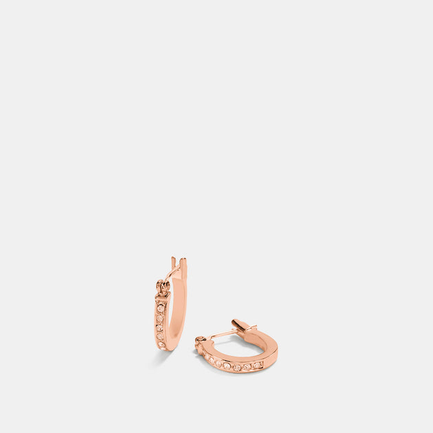 Coach Outlet COACH Pave Signature Huggie Earrings | ShopSimon