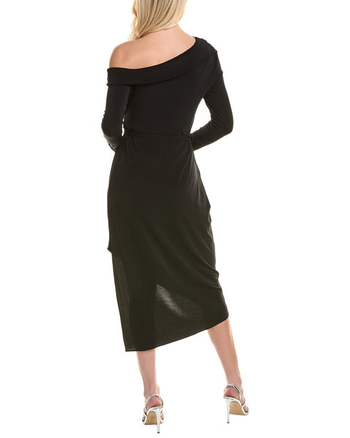 Halston Eden Midi Dress, 0 / Black