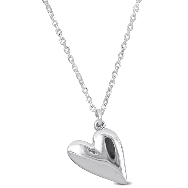 Mimi & Max Heart Charm Necklace Silver 3