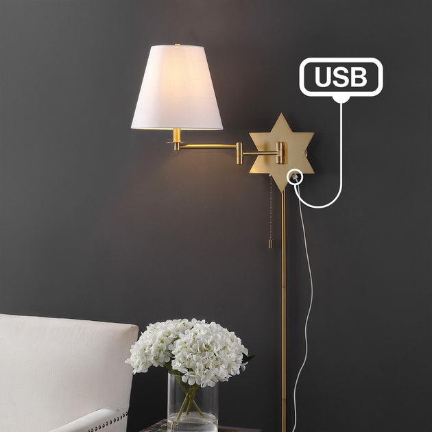 Jonathan Y David 1-Light Iron LED Star Wall Sconce Brass Gold 2