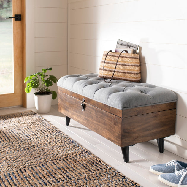 Safavieh Liam Tufted Cocktail Ottoman Grey 2
