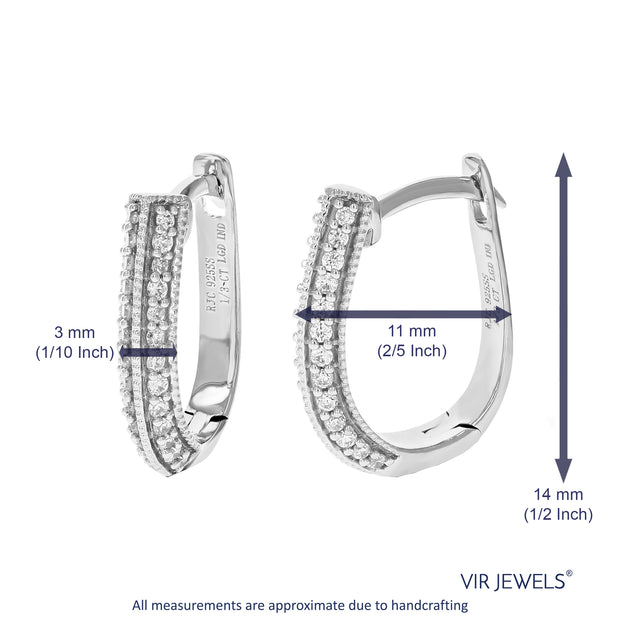 Vir Jewels Lab Grown Diamond Hoop Earrings Silver 3