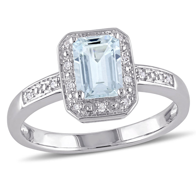 Mimi & Max Aquamarin Diamant Akzent Ring Blau US 7 2