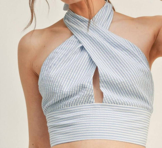 LUSH Havanna Halter Top Bleu Medium 4