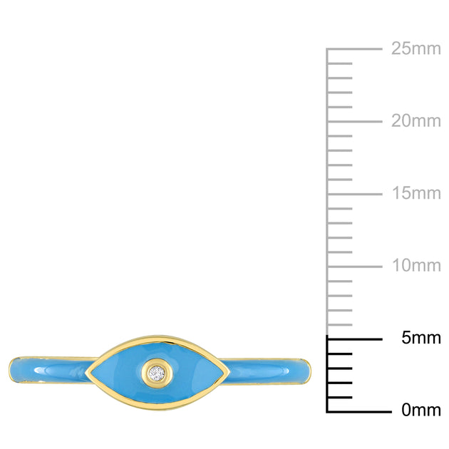 Mimi & Max Created White Sapphire Enamel Ring Blue US 7 4