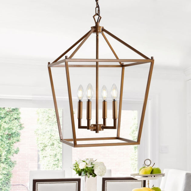 Jonathan Y Pagoda 16 inch 4-Bulb Metal LED Pendant Lantern 2