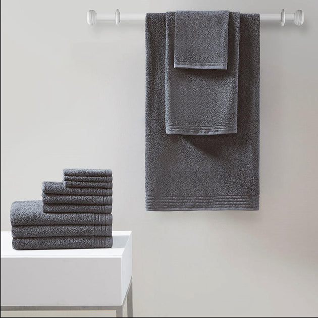 Home Outfitters Gris 100% Coton Ensemble de 12 Serviettes de Bain 3