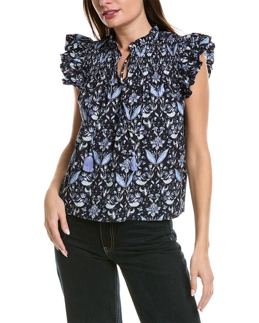 Sail to Sable Flutter Sleeve Top Blue XXS 2