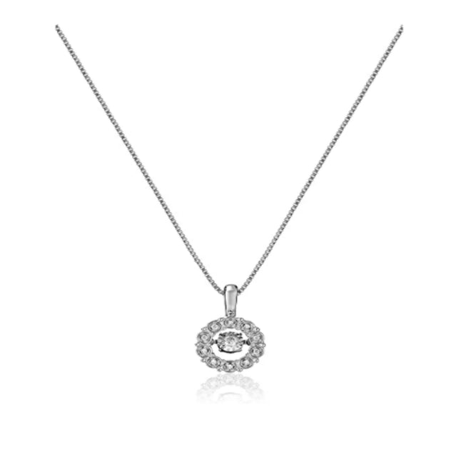 MaxColor Dancing Diamond Circle Pendant Necklace Silver 2