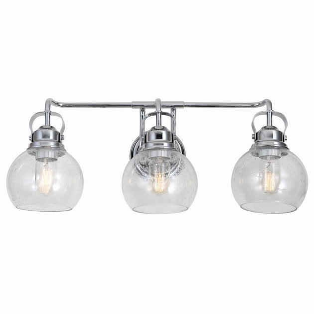 Jonathan Y Shirley 24" 3-Light Metal Glass Vanity Light Chrome 3