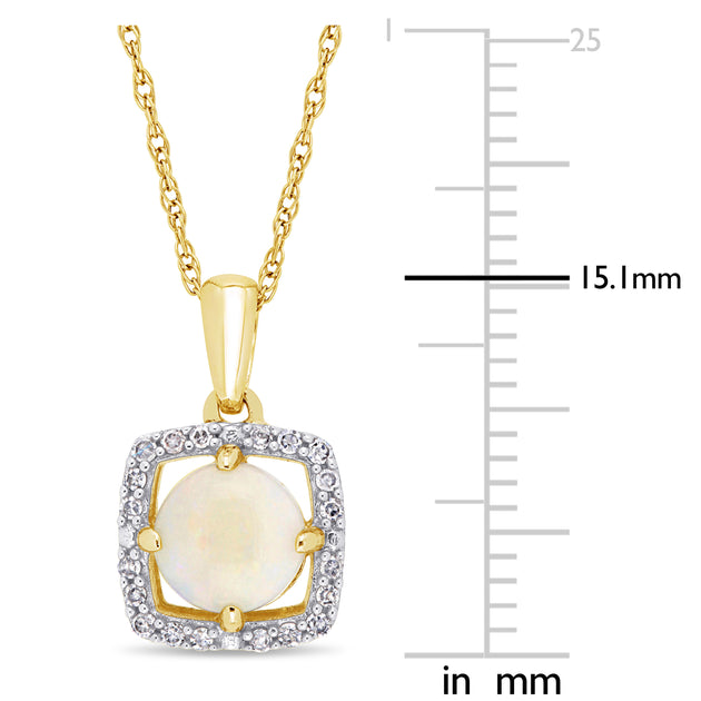 Mimi & Max Opal Diamond Halo Necklace Yellow Gold 3