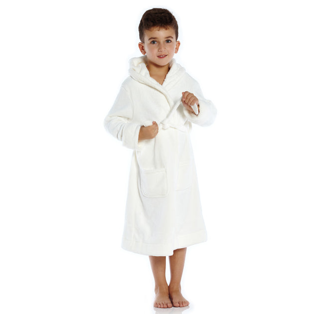 Leveret Kids Fleece Hooded Robe Grey 3T 4