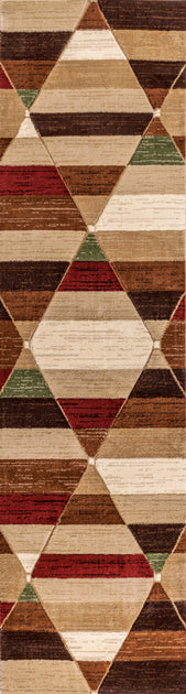 Jonathan Y Kehhoe Retro Diamonds Geometric Red/Brown/Cream Runner Rug 3