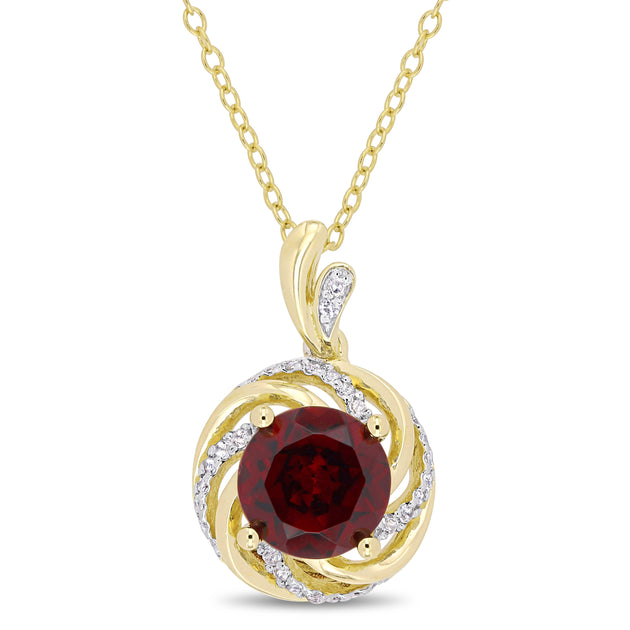Mimi & Max Garnet White Topaz Diamond Pendant Red 2