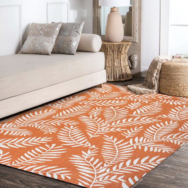 Jonathan Y Nevis Palm Frond Area Rug Orange 3