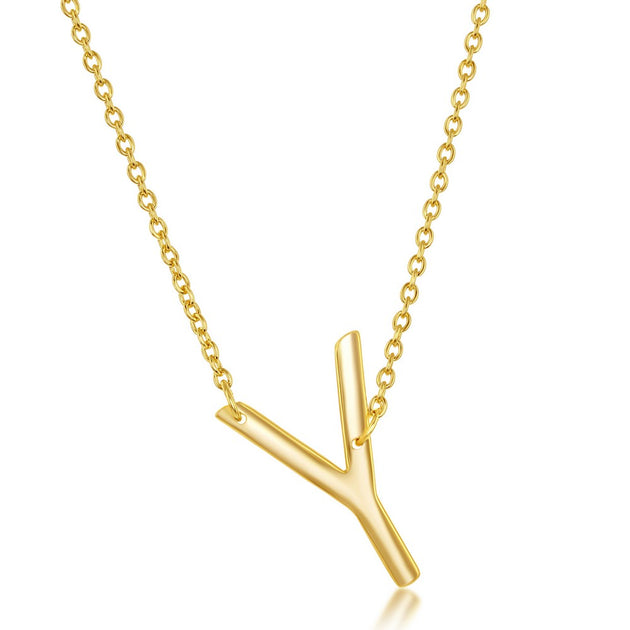 Simona Sideways Initial Necklace Gold Plated White 10