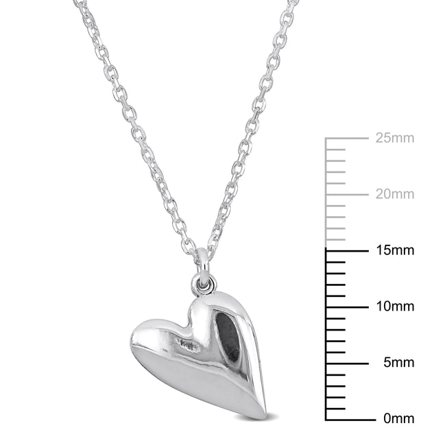 Mimi & Max Heart Charm Necklace Silver 5