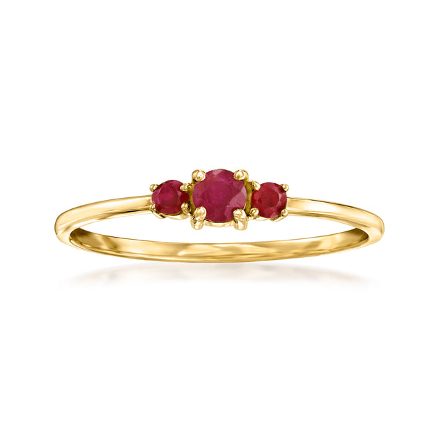 Ross-Simons RS Pure Ruby 3-Stone Ring Red US 8 2
