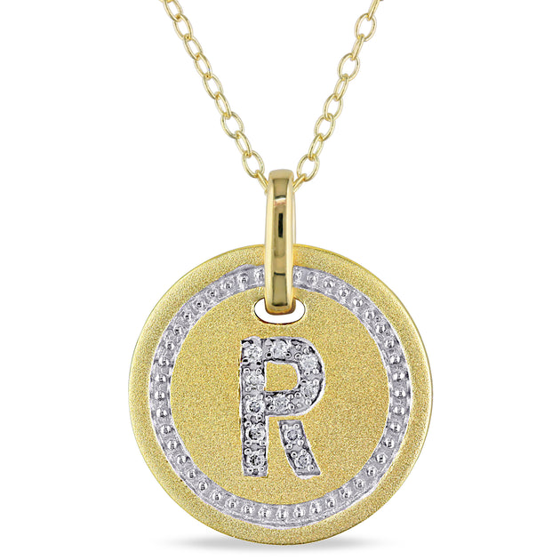 Mimi & Max R Initial Diamond Accent Pendant Silver 2