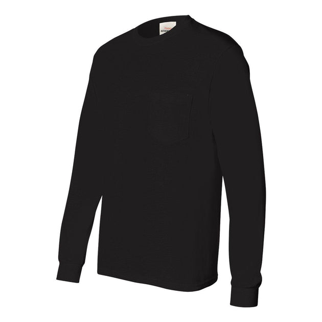 Hanes Authentic Long Sleeve Pocket T-Shirt Black XXLarge 4