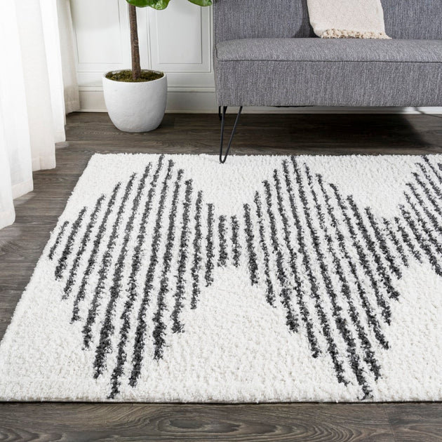 Jonathan Y Elm Diamond Stripe Geometrischer Shag Teppich 4
