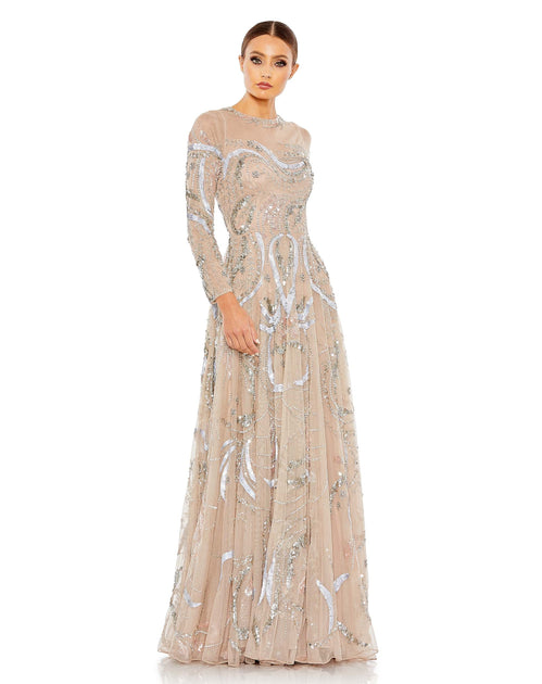 【Mac Duggal】プランジングネックオンブレスパンコールガウン Mac Duggal | ShopSimon