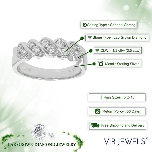 Vir Jewels Lab Grown Diamond Engagement Ring Silver US 5 4