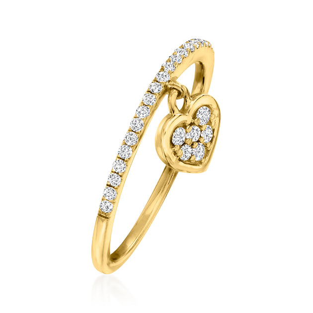 Ross-Simons Diamond Heart Charm Ring White Gold US 10 4