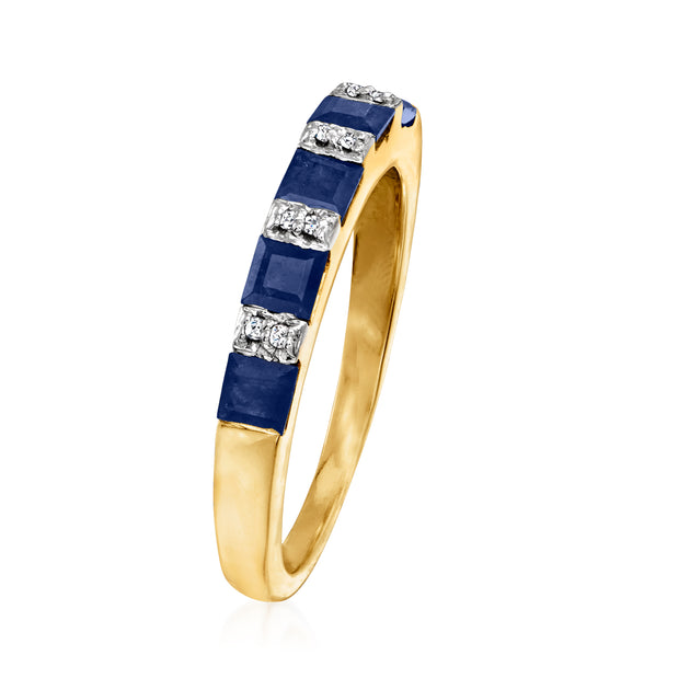Ross-Simons Sapphire Diamond Accent Ring Blue US 10 4