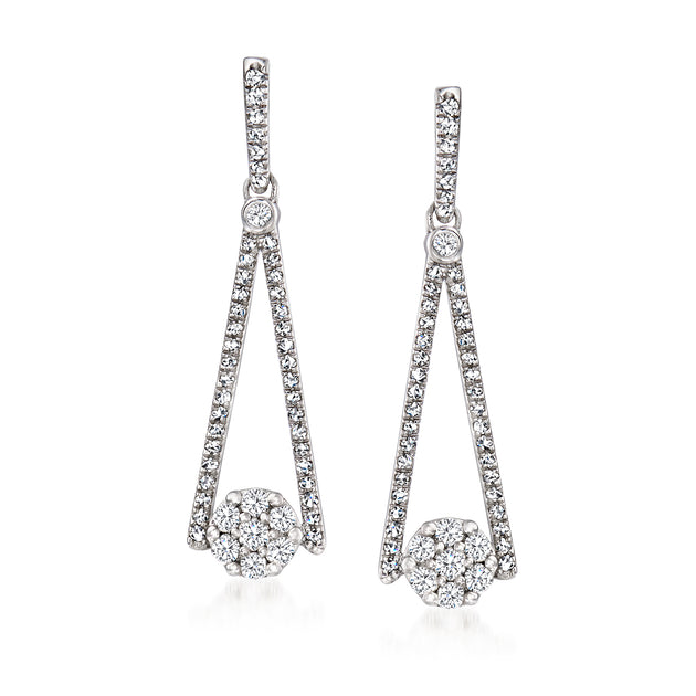 Ross-Simons Diamond Cluster Drop Earrings Silver 2