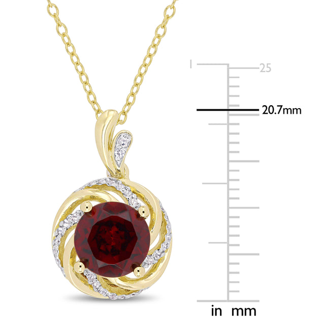 Mimi & Max Garnet White Topaz Diamond Pendant Red 4