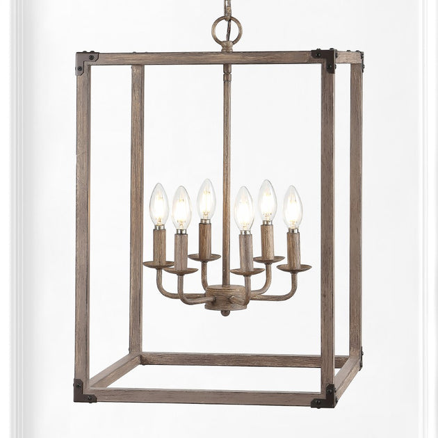 JONATHAN Y Magnolia 16.2 inch 6-Light Iron Rustic Farmhouse LED Pendant 4