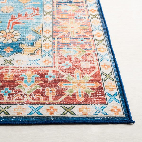 SAFAVIEH Tucson TSN119M Power Loomed Rug Blue/Rust 3
