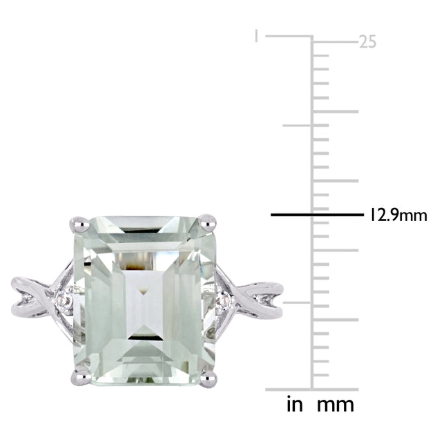 Mimi & Max Emerald Cut Green Quartz and White Topaz Ring Silver US 10 4
