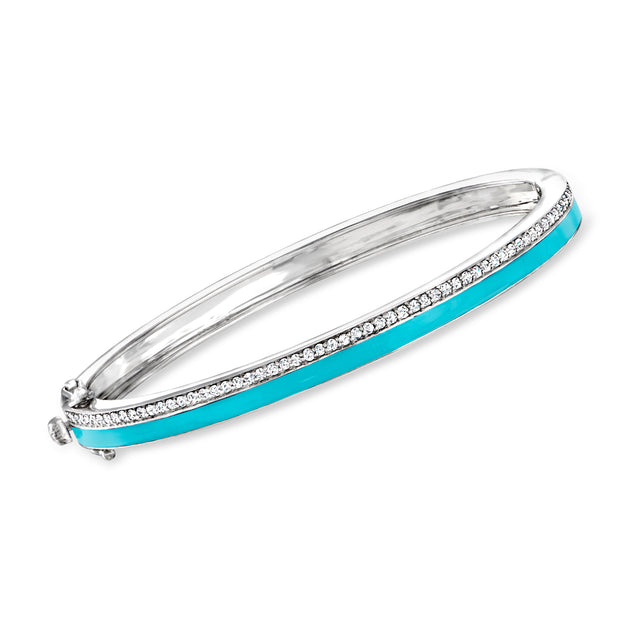 Ross-Simons Diamond Turquoise Enamel Bangle Bracelet Multicolor 2
