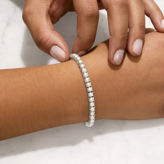 Ross-Simons Cultured Pearl Tennis Bracelet Silver 4