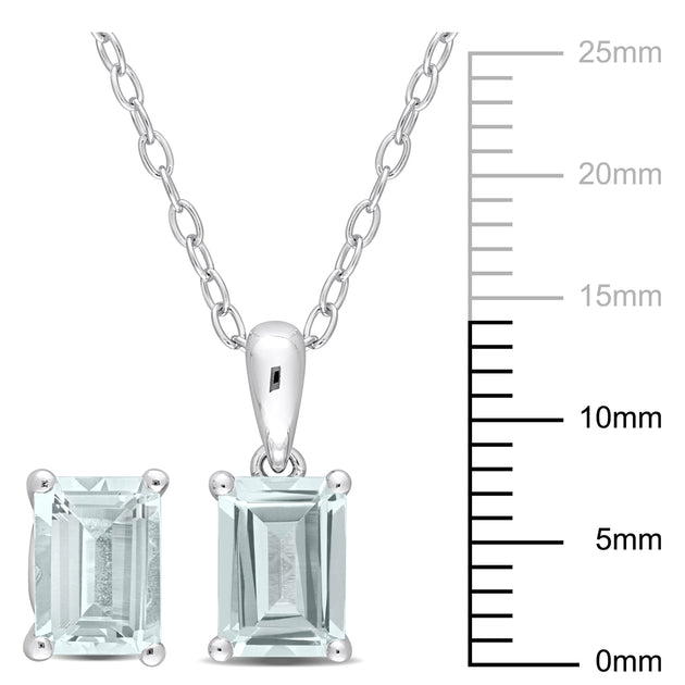 Mimi & Max Aquamarine and Garnet Pendant and Earrings Set Silver 4