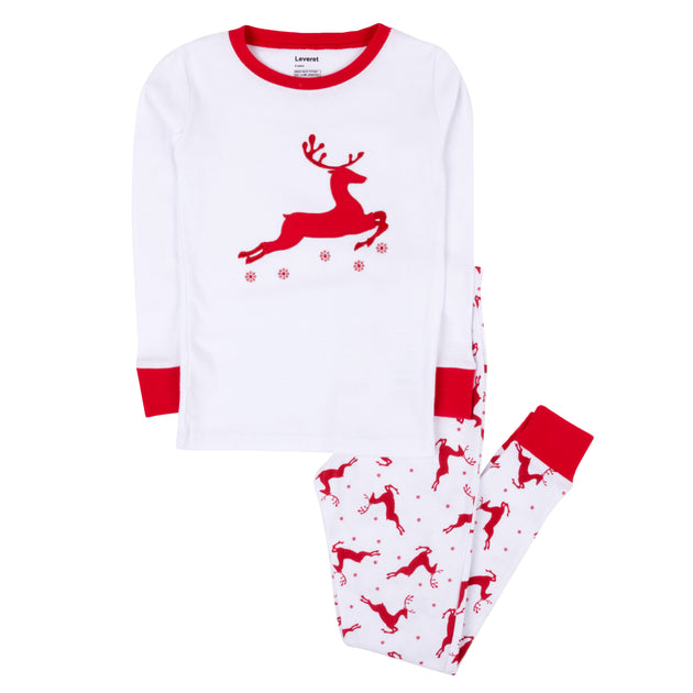 Leveret Kids Two Piece Pajamas Red and White US 4T 2
